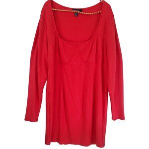 Forever 21 Babydoll Short Dress Size 4X Cherry Red Long Sleeve Milkmaid Y2K Sexy